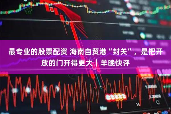 最专业的股票配资 海南自贸港“封关”，是把开放的门开得更大｜羊晚快评