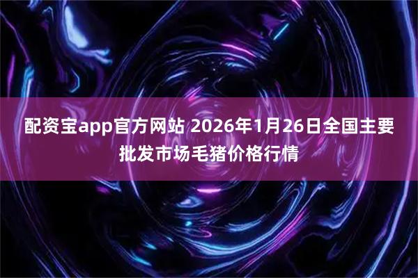 配资宝app官方网站 2026年1月26日全国主要批发市场毛猪价格行情