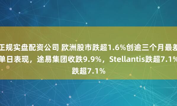 正规实盘配资公司 欧洲股市跌超1.6%创逾三个月最差单日表现，途易集团收跌9.9%，Stellantis跌超7.1%